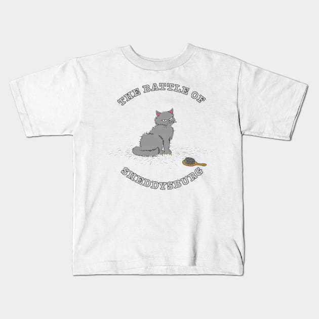 The Battle of Sheddysburg (Gray Cat) Kids T-Shirt by xenotransplant